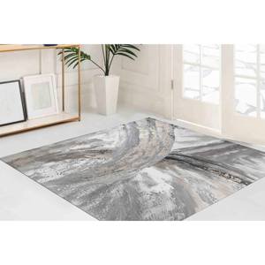 Tapis en chenille gris abstrait : design marbré moderne, tapis imprimé, tapis doux non tissé - Product Image 4