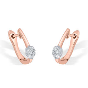Pendientes de Aro con Perla y Diamante Solitario en Oro Rosa para Mujer, Chapados en Rodio y Platino - Product Image 4