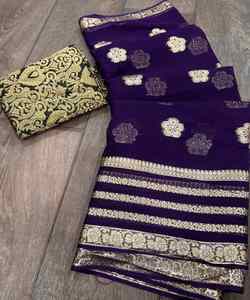 ทําคําพูดที่กล้าหาญด้วยผ้าซิ่นงาน Zari ปักของเรา แสดงความชํานาญฝีมือที่ประณีตและความสนใจในรายละเอียด - Product Image 2