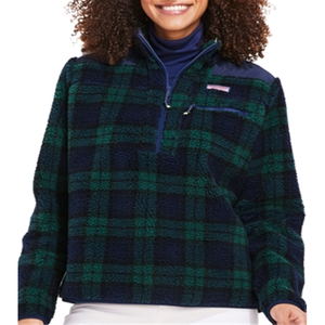 Felpa XL Vineyard Vines con Motivo a Quadri e Fodera in Sherpa, Traspirante, Nera, con Vestibilità Comoda - Product Image 1