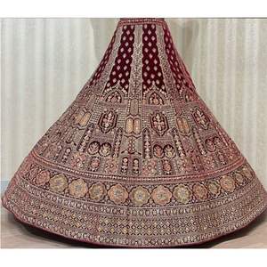 Lehenga nuptiale de luxe pour l'exportation non cousue brodée Choli Butti Dupatta avec bordure en gros - Product Image 5