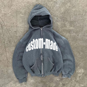 Sudaderas con Capucha de Invierno para Hombre 2026, con Cierre y Logotipo Personalizado, 100% Algodón, Corte Recortado, Unisex - Product Image 1