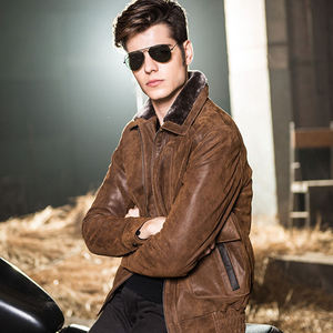 2025 Top Selling Men's <b>Genuine</b> Cowhide <b>Leather</b> Stand Collar Casual <b>Jacket</b> Plain Dyed XS for Winter OEM Manufacturer Pakistan - Product Image 6