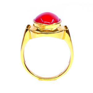 Elegante estilo Vintage anillo Unisex moda plata esterlina 925 chapado en oro Coral piedra preciosa clásico uso diario mujeres Gemvanity - Product Image 5