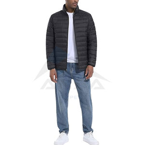 Chaqueta acolchada con aislamiento personalizable para hombre, cortavientos ligero con tela repelente al agua, cuello alto, cremallera completa - Product Image 6