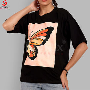 Camiseta personalizada para mujer Añade tu logotipo Impresión de transferencia de calor Verano cuello en V Camisetas para mujer - Product Image 2