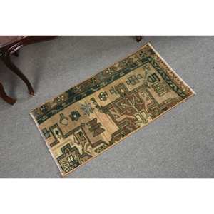 Tapis en laine turque vintage 1.6x2.9ft Style classique marron vert Patchwork Design Latex support grande surface salon tapis nouveau - Product Image 2