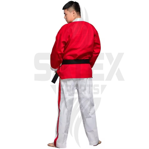 Uniformes de Taekwondo Unisex de Alta Calidad, Cuello Negro, Equipo de Entrenamiento para Adultos, 100% Algodón, Secado Rápido, Transpirable, Personalizable, OEM - Product Image 6