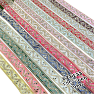 Rubans en organza de 1.5 pouces brodés à la machine en treize couleurs avec motifs de travail en pierre pour robes de mariée