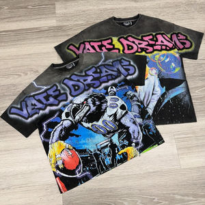 Camisetas ajustadas extragrandes con estampado de algodón 100% personalizado para hombre, ropa de calle con diseño gráfico de lavado ácido de 300Gsm, camisetas DTG - Product Image 3