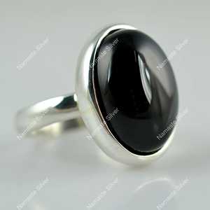 925 Sterling <b>Silver</b> Handmade <b>Statement</b> <b>Ring</b> Black Onyx Oval Cocktail Gemstone July Birthstone <b>Ring</b> for Party Black Jewelry - Product Image 5