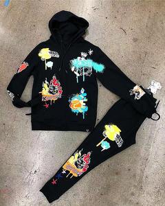 ชุดวอร์มผ้าฝ้ายพิมพ์ลายเฟรนซ์เทอร์รี่ชุดวอร์มและมีฮู้ดชุดสตรีทแวร์ซักกรดชุดออกกำลังกาย - Product Image 2