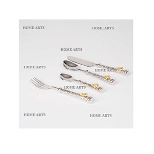 Ensemble de 2 couverts en acier inoxydable avec poignées en résine Ensemble de couverts couleur argent de la plus grande qualité par Home Arts - Product Image 3