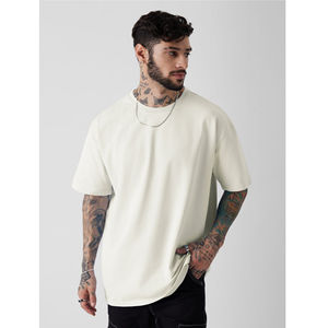 Camiseta de punto para hombre al por mayor con hombros caídos, de alta calidad, poliéster/algodón, colores personalizados, estilo urbano, OEM, básica - Product Image 6