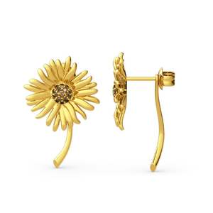 Jeulia Sunflower Painting Inspired Sterling <b>Silver</b> <b>Stud</b> Earrings - Product Image 2