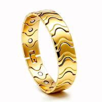 Bracelet magnétique en acier inoxydable plaqué or PVD de haute qualité, bracelet de santé pour homme, cadeau de fête, accessoire en gros