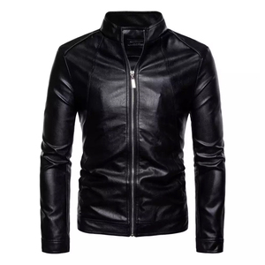 Chaqueta de moto de piel sintética y original negra para hombre y mujer Chaqueta de cuero elegante para hombre - Product Image 3