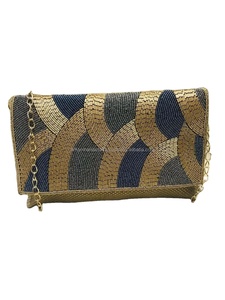 Bolsos de mano étnicos de noche de diseñador hecho a mano de calidad garantizada producto de fiesta con bordado de cadena gruesa trabajo de lujo - Product Image 3