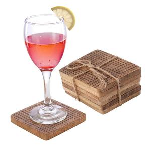 Rustic Solid Wood Slatted Coaster Set Heat Resistant Durable Drink Coasters Gift Ready for Dining <b>Coffee</b> Table Decor - Product Image 3
