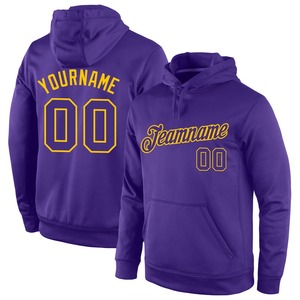 Sudadera con capucha personalizada cosida púrpura-dorado deportes pulóver - Product Image 1