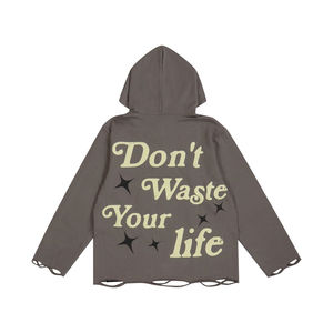 Dernière arrivée sweats à capuche délavés à l'acide pour hommes 100% coton Style streetwear pour l'hiver teint uni prix de gros - Product Image 2