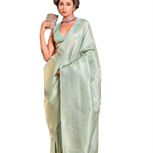 Último diseñador suave Kanjivaram seda Zari tejido Sari por Fab Zone - Product Image 1