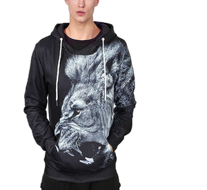 OEM hombres al por mayor León impresión sublimación hombres sudaderas con capucha de manga larga 3D estilo de impresión sudaderas para hombres - Product Image 2