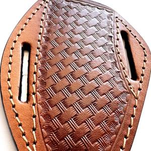 Hecho a mano al por mayor de calidad superior patrón panqueque estilo Funda de cuero para 4 ''plegable y 4 ''cuchillos de hoja fija - Product Image 2