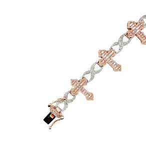 Bracelet unisexe style croix glacé en or 10 ct orné de diamants moissanite brillants pour l'anniversaire - Product Image 3