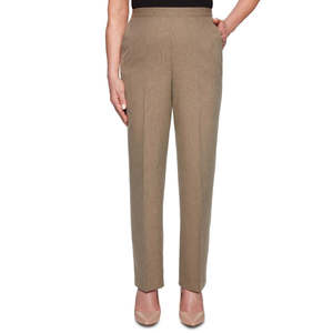 Pantaloni Alfred Dunner da donna, marroni, a gamba dritta, taglia 24X4.5, vita alta, modello classico a matita, antipiega, traspiranti, effetto stropicciato - Product Image 1