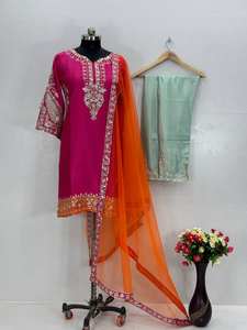 Special Eid Collection Women Wear With Embroidery Sequence Work On Heavy Chinon <b>Fabric</b> - Product Image 4