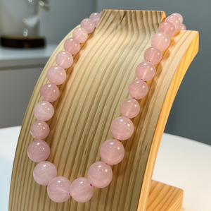 Acheter Collier Perlé Quartz Rose Unisexe 18 Pouces Argent 925 Serrure Main Nouée Géométrique Design Tendance Accessoire de Mode Cadeau - Product Image 3