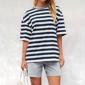 Verano Casual algodón nuevo diseño camisetas mujeres venta al por mayor verano desgaste transpirable nueva moda forrado diseño algodón camisetas mujeres - Product Image 3