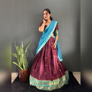 Lehenga Choli de Diseño para Fiestas, Tejido de Algodón con Borde Grande, para Bodas Indias, al por Mayor y Económico, OEM ODM - Product Image 5