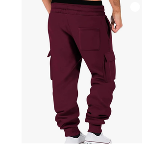 Nuevos joggers Cargo de lana de algodón para hombre de invierno, pantalones de chándal cálidos ligeros de estilo informal, tela Oxford, cintura media, piedra frontal plana - Product Image 2