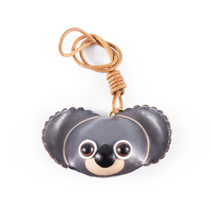 Women's Genuine Leather Keychain Cute 3D Koala Pendant Handmade Bag Charm for Purse Backpack Gift Idea