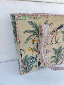 Sac fourre-tout en coton personnalisé sacs matelassés imprimé personnalisé usage quotidien sac à bandoulière fourre-tout d'épicerie indien fait à la main en coton sac fourre-tout - Product Image 2