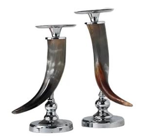 Bougeoir en corne de buffle de couleur naturelle Bougeoir léger en corne naturelle Décorations murales - Product Image 4