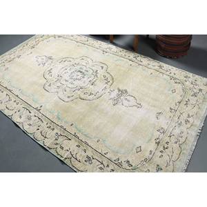 พรมตุรกีวินเทจขนแกะสีเบจสีฟ้า5.2 x 9.1ft แบนถักลายสำหรับตกแต่งห้องนั่งเล่นห้องโถงใช้น้ำยาง - Product Image 4