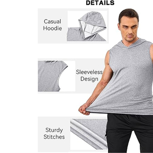 Gran Oferta personalizada 100% algodón Fitness Gym Tank Top para hombre sin mangas Sudadera con capucha tela transpirable Fit entrenamientos transpirable precio barato - Product Image 5