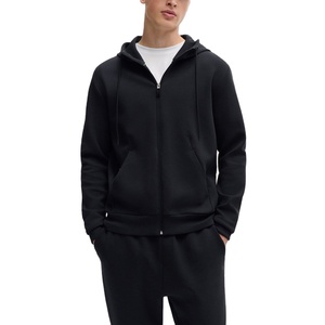 Ensemble deux pièces pour homme, sweat à capuche zippé et pantalon de jogging en mélange polyester/coton respirant et léger, pour l'entraînement sportif en plein air - Product Image 1