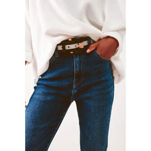 กางเกงยีนส์เอวสูงทรงสกินนี่ ไซส์ XL ผ้ายีนส์ยืด ระบายอากาศได้ดี ซักได้ ทรงบอยเฟรนด์หรือทรงดินสอ - Product Image 2