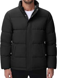 Abrigo de invierno con aislamiento impermeable para hombre Cotrasen Logo bordado Patrón sólido Chaqueta de lona cálida con cremallera y logotipo frontal - Product Image 3