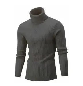 Pull à col roulé élégant pour hommes pull moderne coupe ajustée tissu tricoté chaud confortable respirant mode vêtements d'hiver - Product Image 5