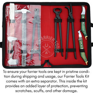 Kit d'outils de maréchal-ferrant de qualité supérieure, entièrement complet pour l'entretien des sabots : pince à sabots, clincher, extracteur de fer à cheval, marteau, couteau à sabots, couteau à boucle, outil pour les doigts de sabots - Product Image 2