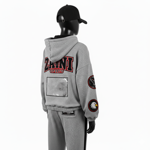 Haute qualité 330 GSM brossé polaire femmes survêtement gris noir panneau avec personnalisé brodé Applique Logo survêtements grande taille - Product Image 5