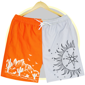 Short de bain personnalisé pour hommes Design fendu Vêtements de plage à séchage rapide imprimé désert et céleste Short d'été en polyester avec taille élastique - Product Image 1