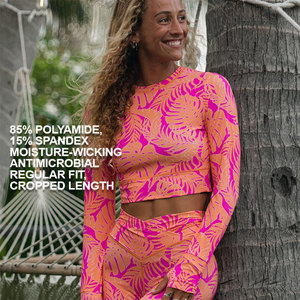 Venta al por mayor de las mujeres de encargo de manga larga Slim Fit Compresión Top Estirable Ropa deportiva para Yoga Correr Entrenamiento Impreso Lavado - Product Image 4