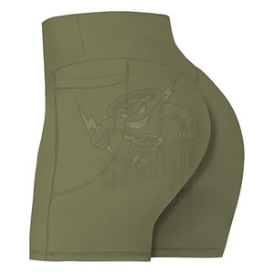 ชุดเลกกิ้งเล่นโยคะของผู้หญิงกางเกงขาสั้นสีพื้นแห้งเร็วออกแบบโลโก้ได้ตามต้องการ - Product Image 1