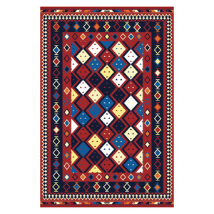 Tapis RUGS DEPOT LXDP-0692 en gros, rouge bordeaux, vintage, patchwork, imprimé numériquement, lavable en machine, chenille, antidérapant - Product Image 1